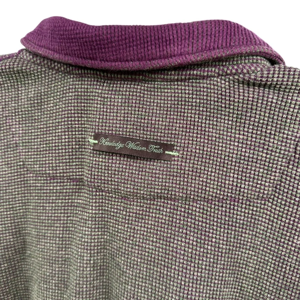Robert Graham Mens XL Waffle Knit Quarter Zip Pullover Sweater Purple Green